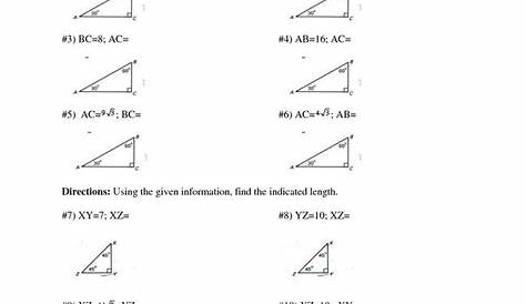 Special Right Triangles Worksheets