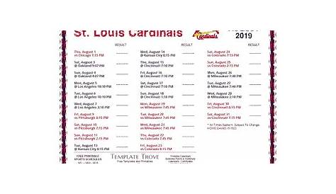 Printable 2019 St. Louis Cardinals Schedule