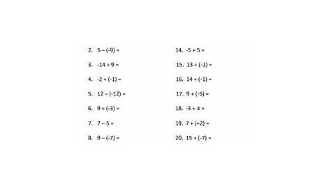 add subtract integers worksheets