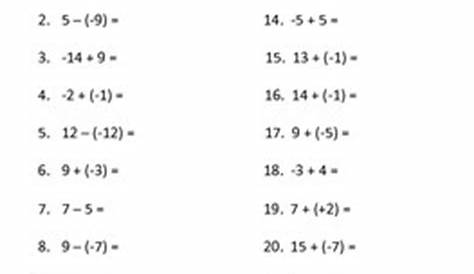subtracting integers a answers