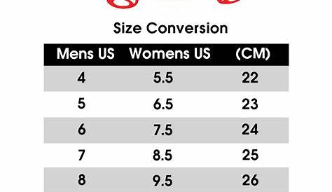 vans size conversion chart men to women
