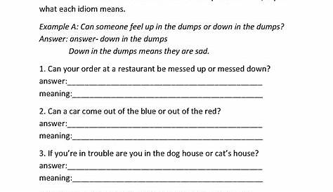 Idioms Worksheet Answers