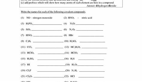 ionic and covalent compounds worksheets answer key