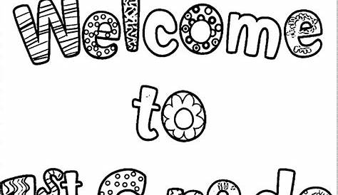 welcome to first grade text Coloring Page | Kindergarten coloring pages