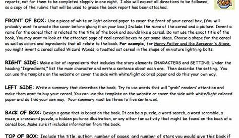FREE 11+ Cereal Box Book Reports in MS Word | PDF