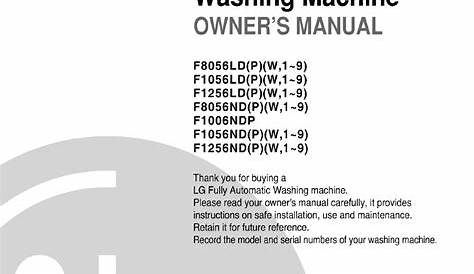LG Electronics Washer 1-9) User Guide | ManualsOnline.com