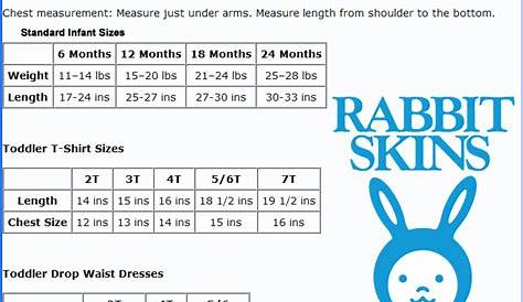 rabbit skins sizing chart