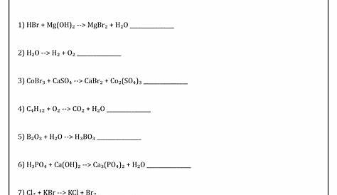 16 Best Images of Types Chemical Reactions Worksheets Answers - Types