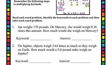 Multiplication With Decimals Word Problems Worksheet - Free Printable
