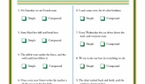 Simple or Compound Sentence Worksheets | 1st through 3rd Grade