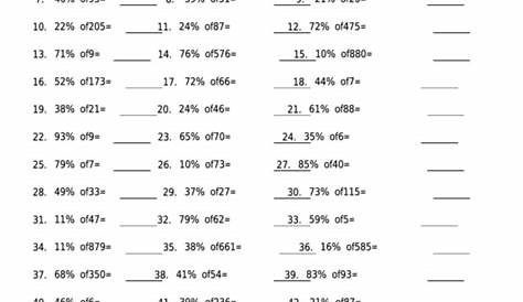 Percent Worksheet With Answer Key printable pdf download