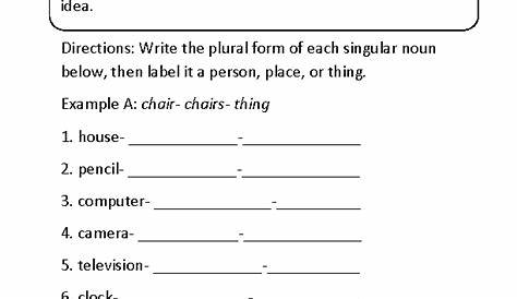 worksheets for singular and plural nouns