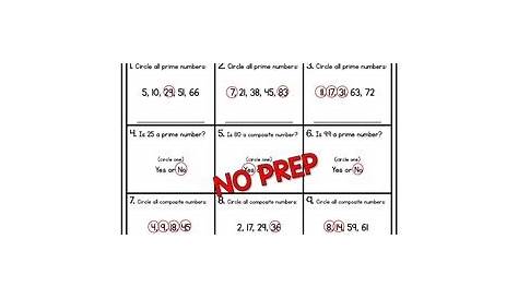 Prime Numbers and Composite Numbers Worksheets by Shelly Rees | TpT