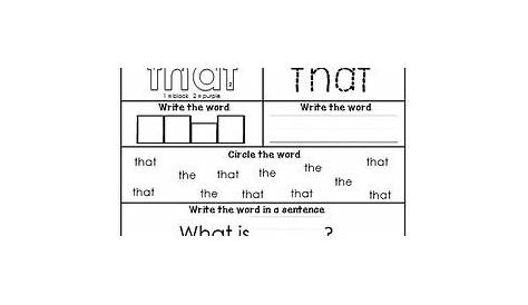 for word kindergarten worksheet