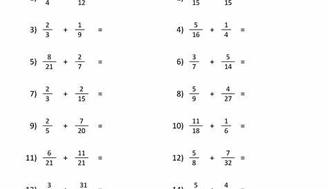 fraction arithmetic worksheet