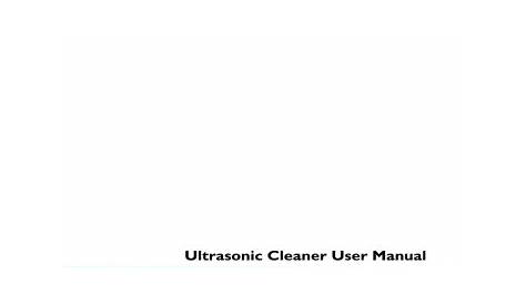 ultrasonic cleaner manual pdf