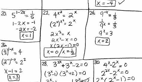 exponential equations worksheet