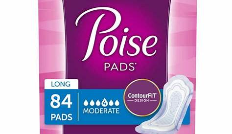 Poise Incontinence Pads for Women, Moderate Absorbency, Long, 84 Ct
