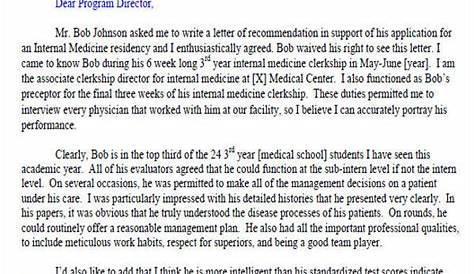 sample recommendation letter for doctor