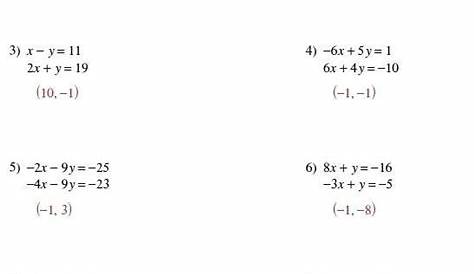 solving linear systems worksheets