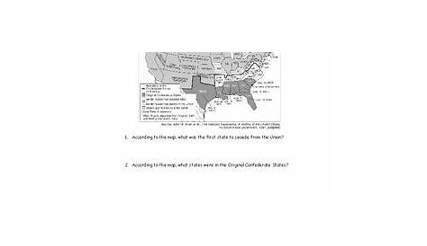 Civil War Map Worksheet and Answer Key by Social Studies Sheets | TPT