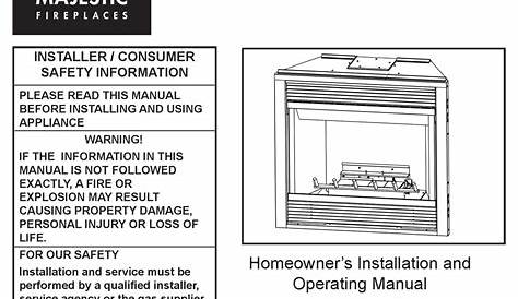 MAJESTIC FIREPLACES DV580 HOMEOWNER'S INSTALLATION AND OPERATING MANUAL