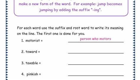 suffix worksheet 3rd grade
