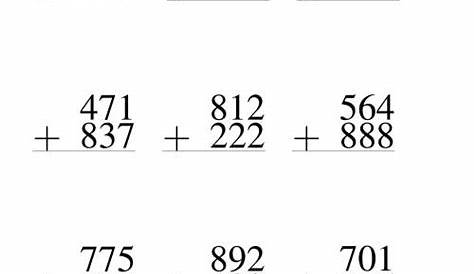 Math Worksheet Adding 3 Digit Numbers