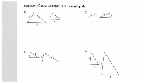 Similar Triangles Missing Sides Worksheet - Printable Word Searches