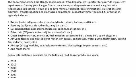 ford ranger repair manual online