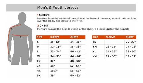 youth hockey jersey size chart