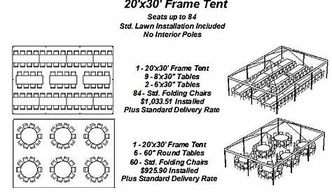 20'x30' Party Canopy & White Frame Tent Layouts | PartySavvy Tents