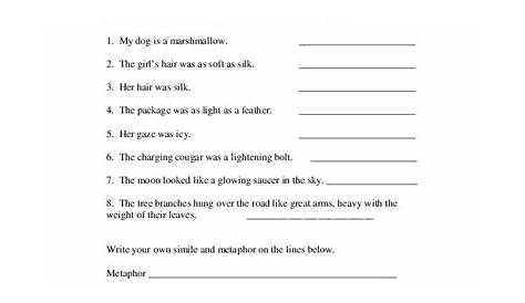 similie and metaphor worksheets