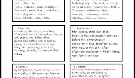 transitions between paragraphs worksheets