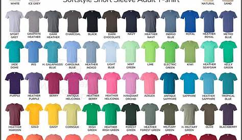 gildan t shirts color chart