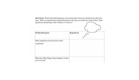 hypothesis worksheets answer key