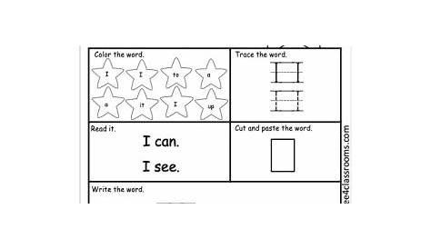 sight word i worksheets kindergarten