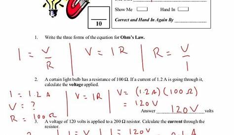 ohm's law worksheet with answers pdf