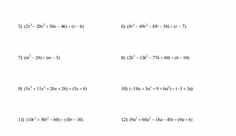 practice worksheets synthetic division answers