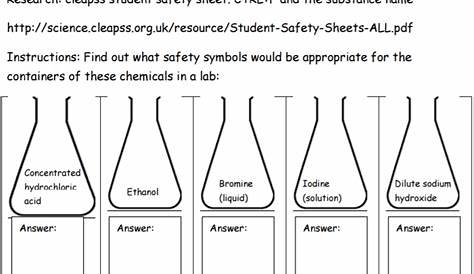 hazard symbols in science worksheet