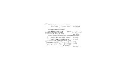 equilibrium constant worksheet with answers