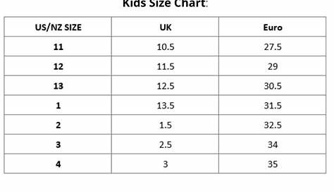 vans kids size chart pants