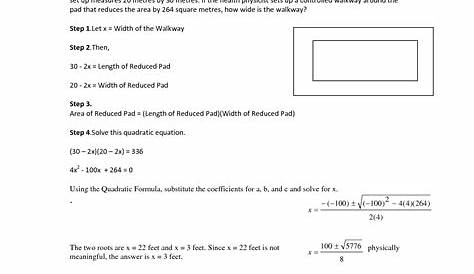 quadratic word problems worksheet