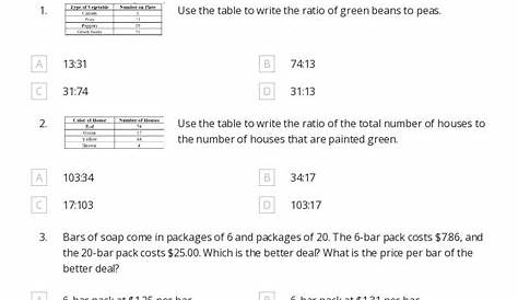 ratios rates and unit rates worksheets