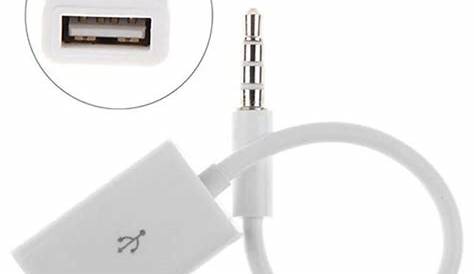 3.5mm Male AUX Audio Plug Jack To USB 2.0 Female Converter Cable Cord