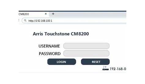 Arris Touchstone CM8200 - default username/password and default router IP