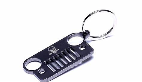 Stainless Steel Front Grill KeyChain Car KeyRing for Jeep Wrangler