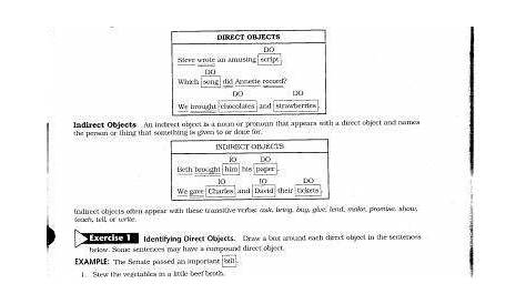 Direct And Indirect Objects Worksheet