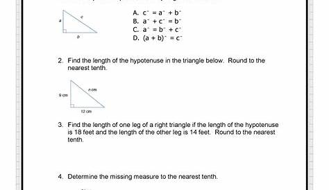 pythagorean theorem problems worksheets