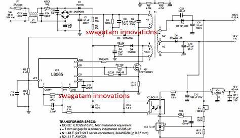 110V, 14V, 5V SMPS Circuit - Detailed Diagrams with Illustrations